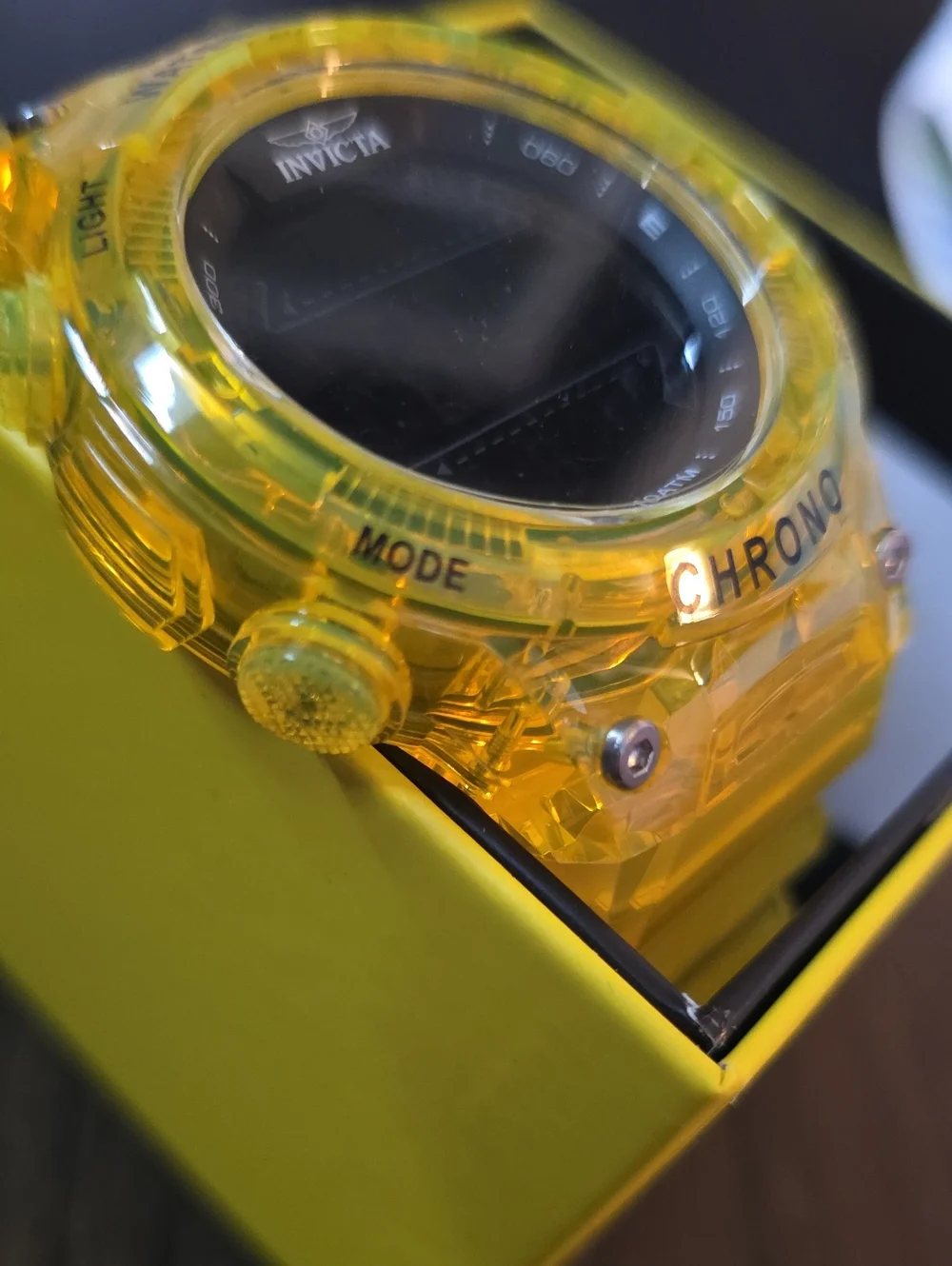 580. Invicta Racing Burnout Digital Men's Watch - 52mm. Transparent. Yellow